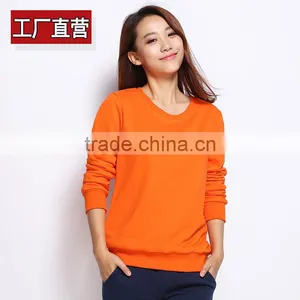 2016 Autumn Long Sleeve Round Neck Cotton Sweatshirt and Hoodies for Women Casual Pure Color Blank Sweatshirt for Women thumbnail-4