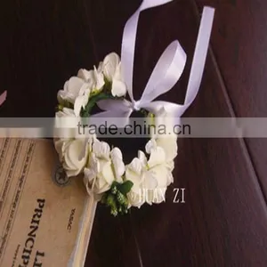 Rose Flower Headband Wedding Double Row Floral Garland Hairband thumbnail-5