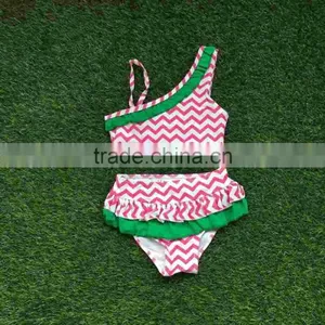 2-6 Years Old Girls Girls Swim Suit Hot Pink Chevron Bathing Suit Girls Summer Clothing Boutique Clothes Swimwear thumbnail-1