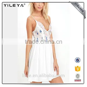 2017 Latest Slim Sleeveless Hard Work Jacquard Embroidered Dress Summer V Neck Dress thumbnail-2