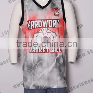 Cool Style Sublimation Basketball Jerseys Fashion Basketball Shirt White and Blue Color Basketball Jersey for Men thumbnail-1