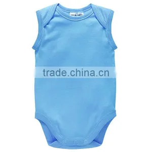 Factory Price Sleeveless Plain Color White Cotton Baby Rompers Soft Bodysuit Onesie thumbnail-6