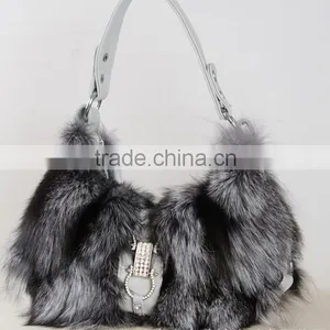 2016 New Shoulder Fashion Fur Bag / Winter Women Real Silver Fox Fur Bag thumbnail-4