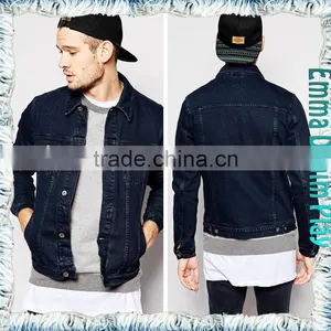 Wholesale Mens Slim Long Sleeve Blue Denim Chic Jackets With Silver Button thumbnail-2