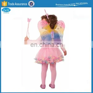 Rainbow Butterfly Fairy Wings Tutu Wand Headband Costume Set for Kids Party Dressup thumbnail-1