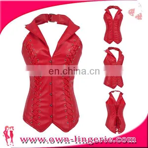 High Quality Waist Shaper Corset Ladies Leather Corset Steampunk Corset thumbnail-1
