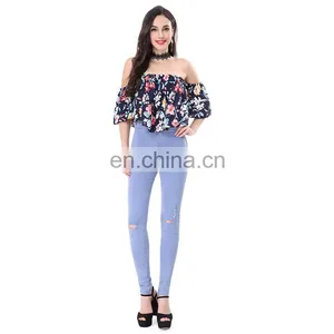 2018 Ladies Wholesale Printing Floral Sexy Hot Tops thumbnail-3