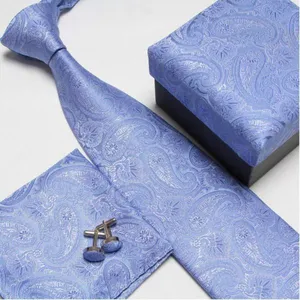 Blue Summer Mens Jacquard Neckties Skinny Classic Strips thumbnail-1