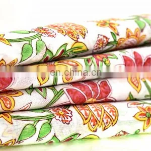 Indian Latest Floral Fabric Wholesaler Hand Block Printed Designer Sanganeri Cotton Running thumbnail-1