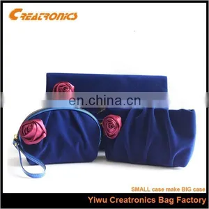 2015 Fashion Beautiful PU Velvet Cosmetic Bag Set thumbnail-1