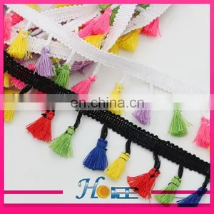 4.5cm Width Cotton Mixed Color Tassel Fringe Lace Trim for Garment thumbnail-6