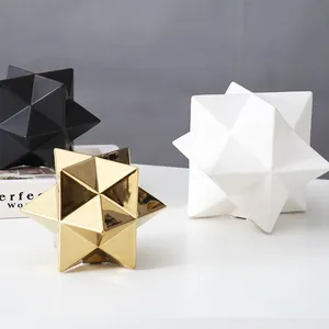 Irregularity Nordic Style Geometrical Gold Black White Five-Pointed Star Ceramic Art Decor thumbnail-1