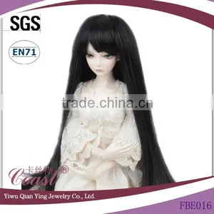 Cheap Best Wholesale Beautiful Black Long Straight Doll Wigs thumbnail-1