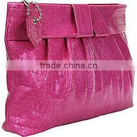 Luxury Good Quality Leather Clutch Exquisite Embossed Crocodile Large Evening Clutch Vintage Bright Soft Handbag thumbnail-2