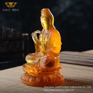 2022 Latest New Design Crystal Art Liuli Kwan Yin Female Buddha Statue Accept Custom Size thumbnail-5