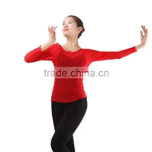 Factory Direct Sale Long Sleeve Stretchy Mesh Adult Dance and Yaga Top thumbnail-3