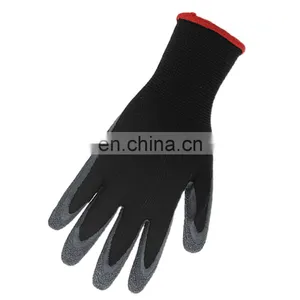 13guage Black Work Gloves Latex Coated Work Gloves Crinkle Latex Gloves Good Quality thumbnail-1