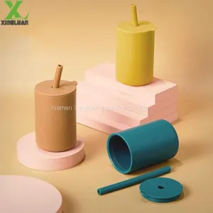 Silicone Baby Straw Cup Customized Print Logo Infant Feeding Products Mug thumbnail-1