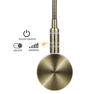 Meanyee Touch Switch Stepless Dimmable Hard-Wired Reading Lamp Wall Mount Surface Sconce Lamp Led Bedside Lights/Lamp for Book Reading in Bed(Warm White 3000-3200k) Bronze Finished thumbnail-2