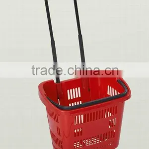 Made in China Rolling Plastic Supermarket Basket With Wheels thumbnail-1