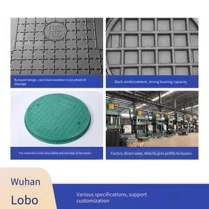 Round/Square Resin Hinge SMC/BMC Square Fiberglass Composite Material Manhole Cover thumbnail-2