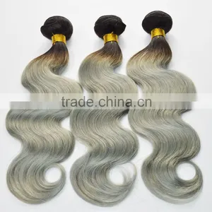 Body Wave Ombre Color Hair, Two Tone Silver Hair Extensions Grey Bulk Remy Hair in Stock thumbnail-4