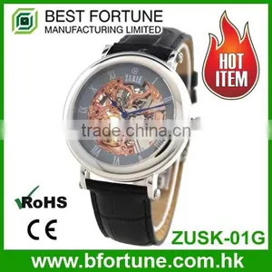 ZUSK01G Classic Fashion Style Skeleton 316L Stainless Steel 3 Atm Automatic Movtu Luxury Watch thumbnail-1