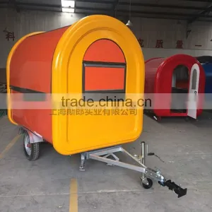 7.6*5.5ft Yellow and Orange Food Van/Street Food Vending Cart For Sales,Hot Dog Cart/Mobile Food Trailer With Big Wheels thumbnail-1