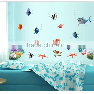 Underwater World 3d Wall Stickers Sea Fish Star Cartoon Bathroom Nursery Home Decor Pvc Wall Decals Mural 617 thumbnail-3