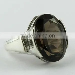 Classy Smoky Quartz Ring, Gemstone Silver Jewellery, Fine Silver Jewellery thumbnail-1