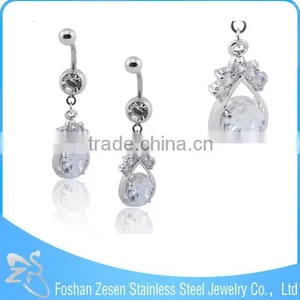 China Manufacturer Medical Steel Wholesale Hanging Crystal Elephant Belly Ring thumbnail-6