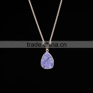 Latest Design Druzy Necklace Drusy Pendant Charm Necklace Agate Connector Pendant Necklace Gold Jewelry SMJ0123 thumbnail-3