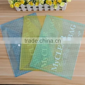 Hot Stationery A4 Clear Plastic File Folder Button Bag thumbnail-1