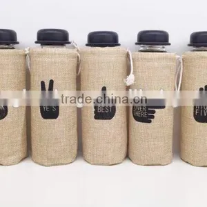 Eco-friendly Single Bottle Jute Drawstring Bag thumbnail-2