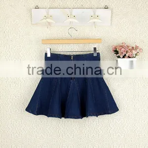 High Waist Short Denim Skirt Women Blue Elasticity Denim Pleated Mini Skirt Girls Ball Gown Sexy Girls in Short Denim Skirt thumbnail-4