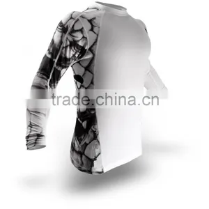 Polyester Spandex Long Sleeves Compression Shirt / Rash Guard With Sublimated Design at Sleeves and Sides thumbnail-1