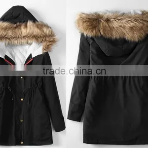 New Ladies Women's Winter Warm Casual Parka Fur Jacket Hooded Lady Jacket thumbnail-4