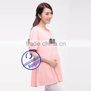 Wholasale 100 Cotton Short Sleeve Pregnant Women Maternity t Shirt thumbnail-2