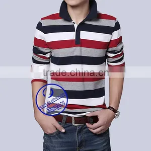 Custom Cotton Spandex Yarn Dyed Mens Polo t Shirt thumbnail-5