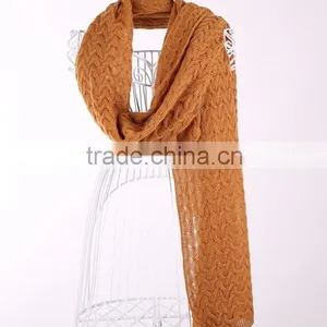 Yellow Hollow Out Simple Cotton Scarf, Hand Block Printed Women Scarf , Art Boho Scarf thumbnail-3