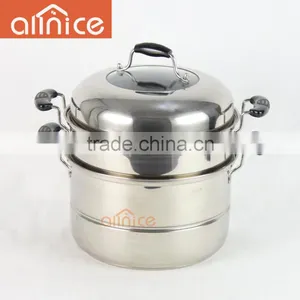 Two Layer Multi-functional Steam Pots Stainless Steel Steamer Pot Tempered Glass Lid & Steel Lid thumbnail-2