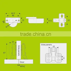 Stainless Steel Half-overlay Cabinet Soft Closing Hydraulic Conceal Hinges(HH1512) thumbnail-2