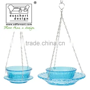 Hanging Bird Water Feeder Hobnail Glass With Bowl S thumbnail-4