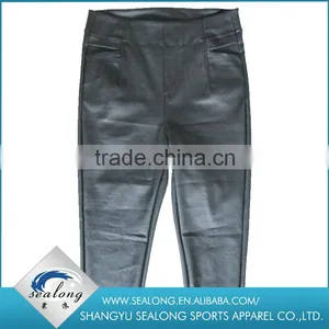 New Fancy PU Black Women Fashion Pants Designs With High Quality thumbnail-2