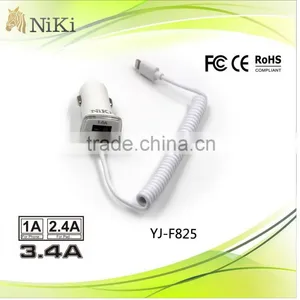 CE,FCC,RoHS Approved 3.4A Dual Usb Car Charger for Iphone,ipad and Mobile Phones thumbnail-1