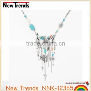Wholesale Women Costume Jewelry Ethnic Feather Pendant Necklace thumbnail-3