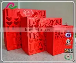 China Luxury Red Hot Stamping Love Wedding Gift Bags With Ribbon Handle thumbnail-3