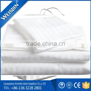 100% Cotton Percale White Color Stripe Bedding Set / Bed Sheet Wholesale thumbnail-3