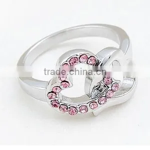 Fashion Women Lady Heart Shaped Wedding Engagement Zircon Ring Jewelry thumbnail-2