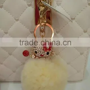 Fur Pompom Maker/fox Fur Ball Keychian/colourful Rabbit Fur Pom Pom Ball for Keyring and Bags thumbnail-5